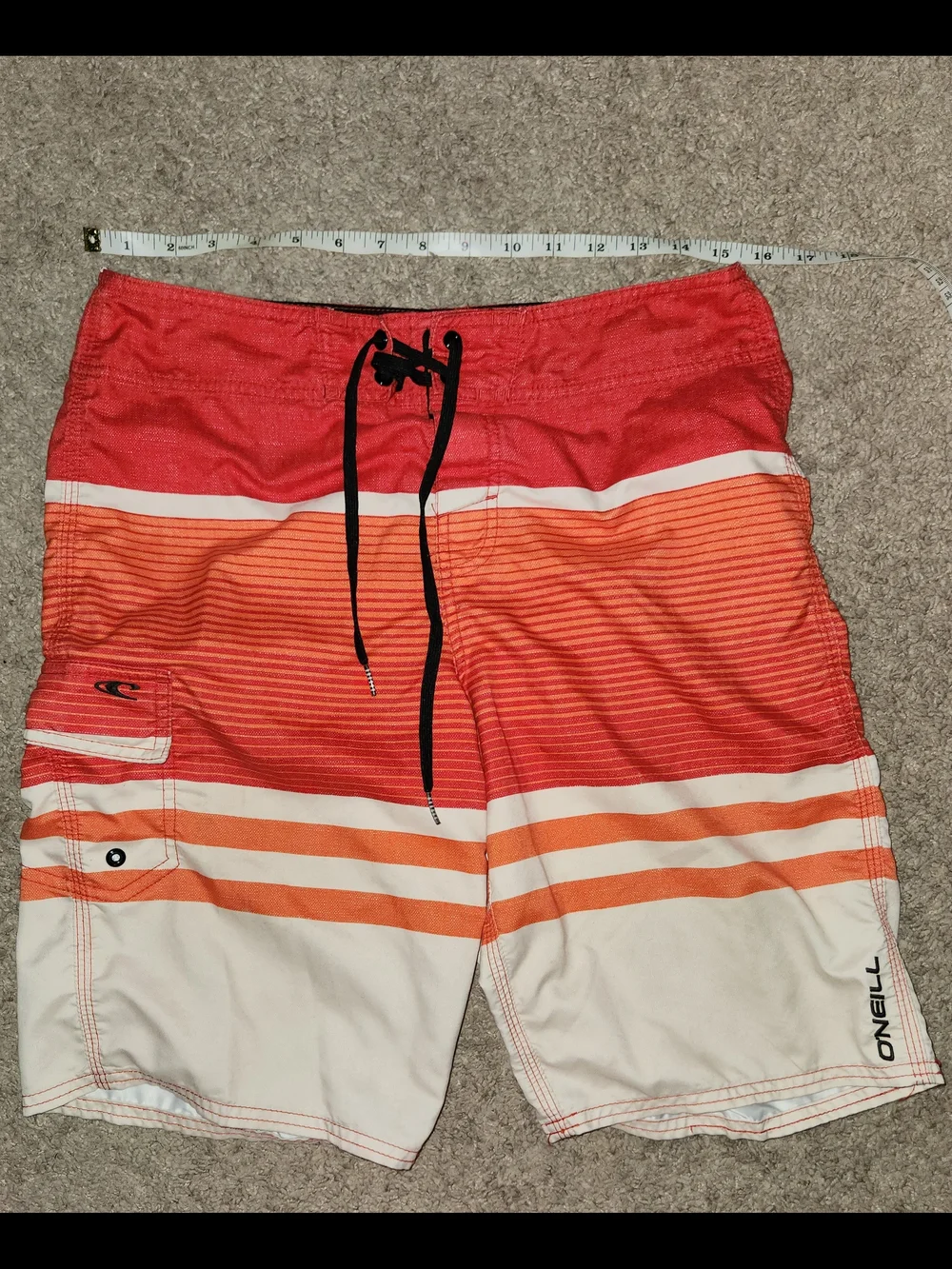 O'Neill Men's Red Orange Striped Swim Trunks Board Shorts